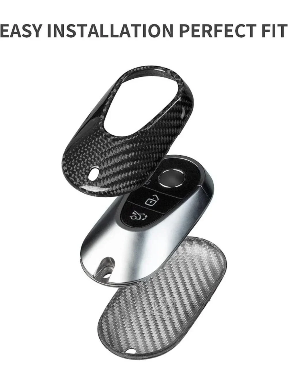 Sleek Key Fob Cover for Mercedes, Real Carbon Fiber Protector, Fits EQE350